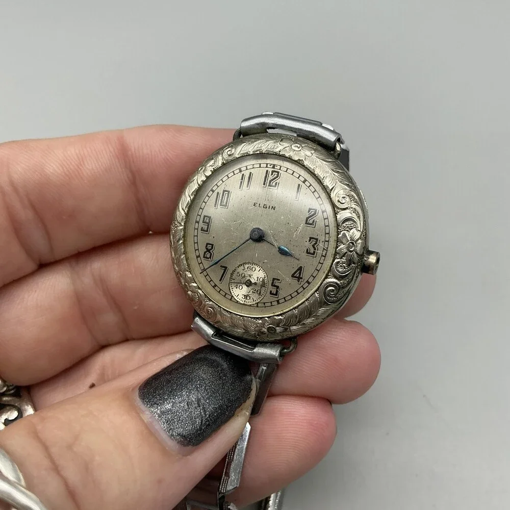 Vintage Elgin Women Watch 29mm 7 Jewels Art Deco NON WORKING Manual For Parts